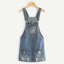 Shein Ripped Overall Denim Dress