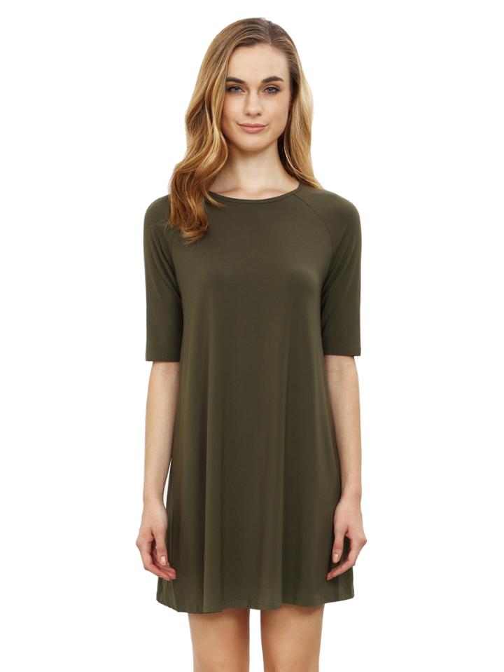 Shein Army Green Half Sleeve Casual Dress