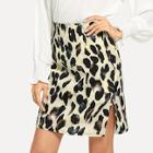 Shein Leopard Split Side Skirt