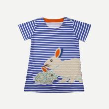 Shein Girls Rabbit Embroidery Striped Dress