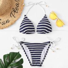 Shein Plus Striped Self-tie Bikini Set