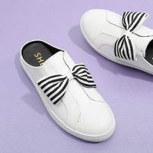Shein Striped Bow Design Pu Sneakers