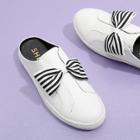 Shein Striped Bow Design Pu Sneakers