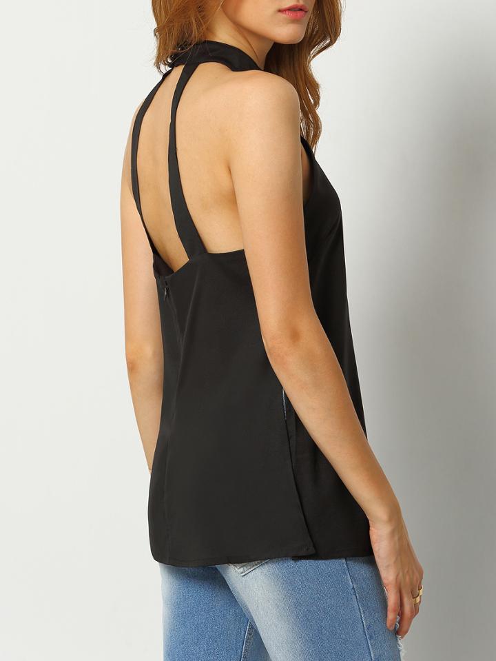 Shein Black Halter Split Side Tank Top