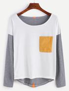 Shein Drop Shoulder High Low T-shirt With Tape Detail