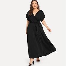 Shein Plus Cuffed Sleeve Belted Dress