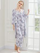 Shein Daisy Print Cami Pajama Set With Robe