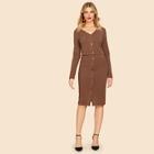 Shein 80s Button Up Ribbed Top & Skirt Set