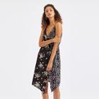 Shein Floral Print Double Strap Surplice Wrap Dress