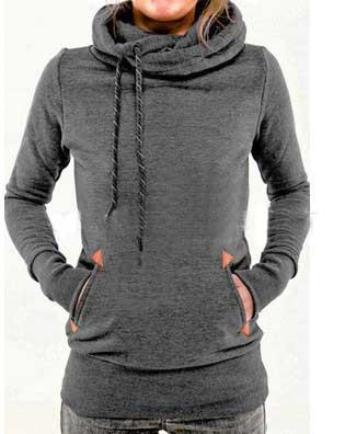 Shein Deep Grey Drawstring Hooded Pocket Sweatshirt