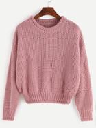Shein Pink Chunky Knit Crop Sweater