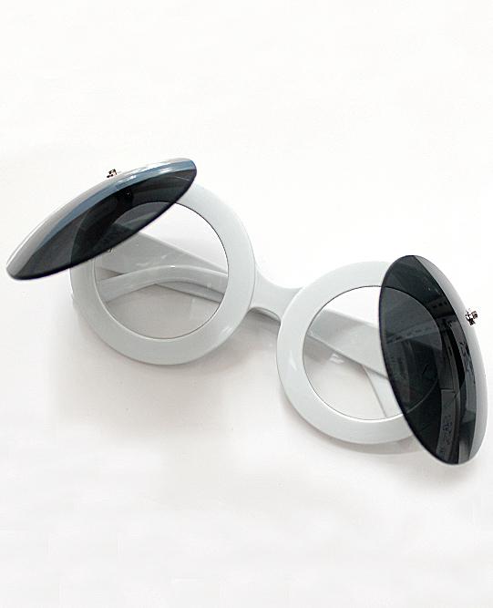 Shein White Round Lenses Double Layer Sunglasses