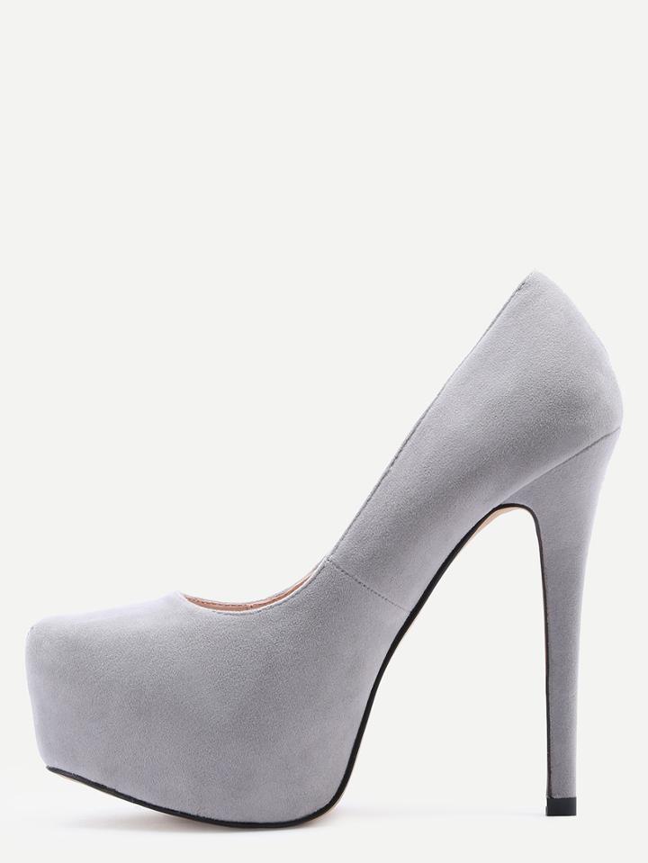 Shein Grey Faux Suede Platform Pumps