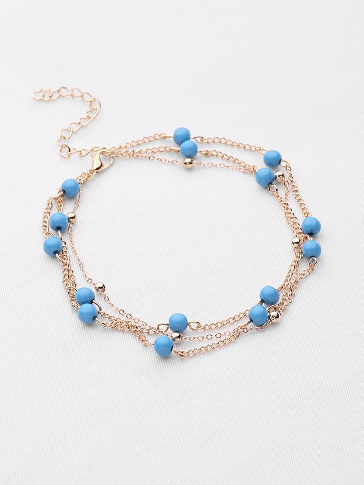 Shein Contrast Beaded Detail Chain Bracelet