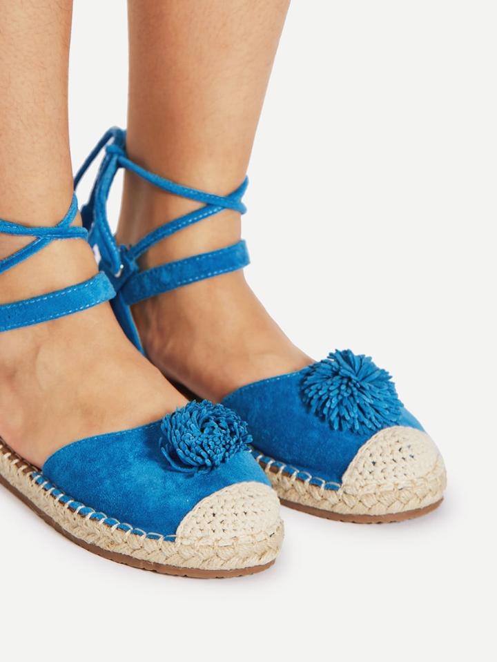 Shein Cap Toe Tie Leg Espadrille Flats