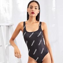 Shein Letter Print Tank Bodysuit