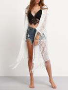 Shein White Lace Fringe Long Top