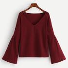 Shein Solid Flounce Sleeve Sweater