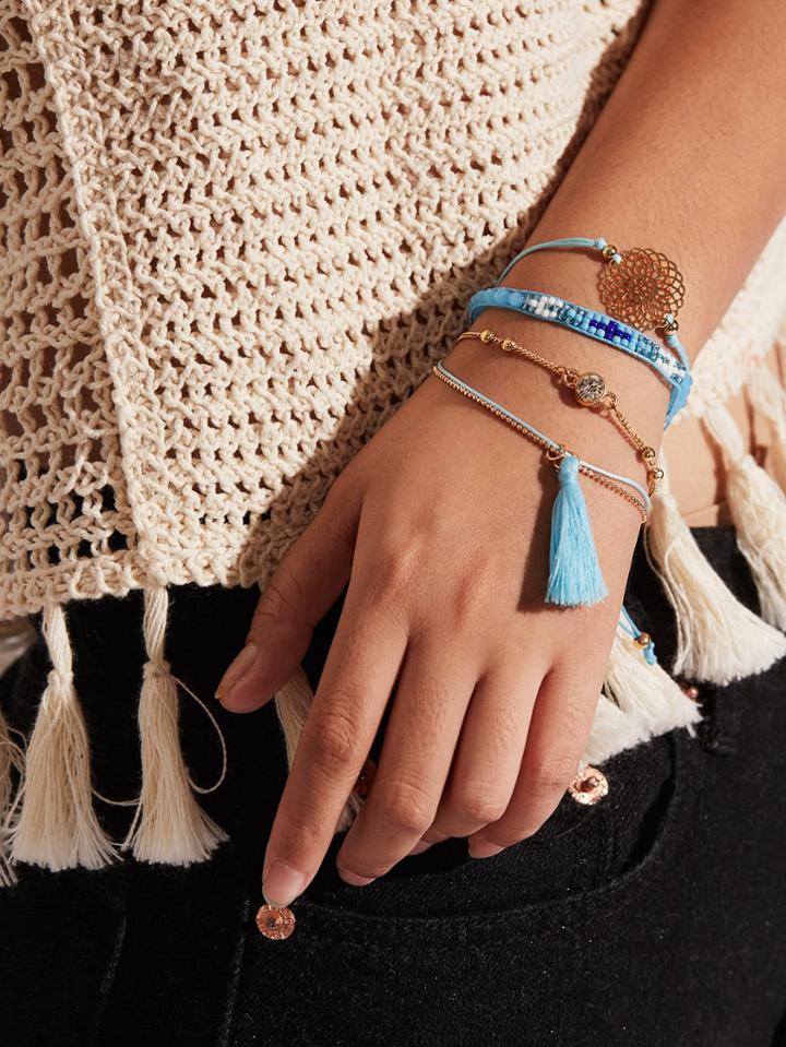 Shein Tassel & Hollow Design Bracelet Set