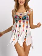 Shein Chiffon Insert Black Crochet Cover Up Top