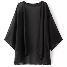Shein Black Elbow Sleeve Cardigan Kimono
