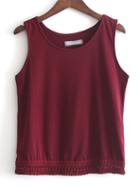 Shein Burgundy Sleeveless Tassel Slim Vest