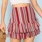 Shein Layered Ruffle Striped Skirt