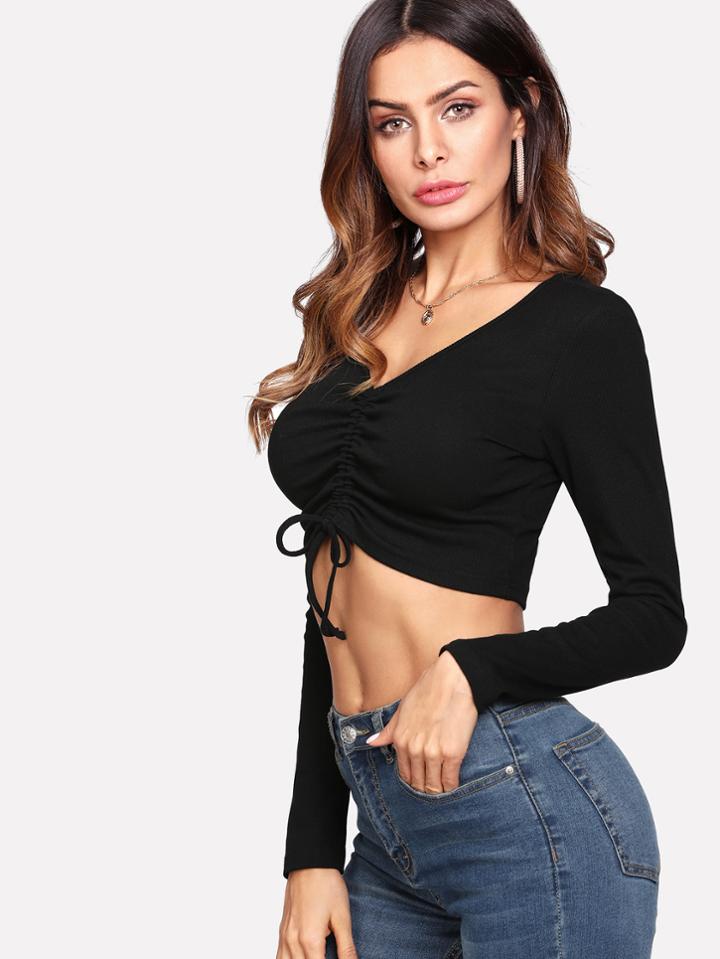 Shein Drawstring Front Crop Top