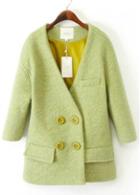 Rosewe Glamorous Solid Green Long Sleeve Double Breasted Coat