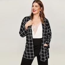 Shein Plus Pocket Plaid Blazer