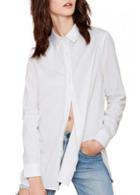 Rosewe Brief Sold White Long Sleeve Turndown Collar Shirt