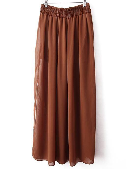 Shein Elastic Waist Pleated Coffee Skirt