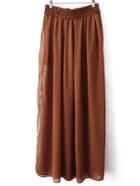 Shein Elastic Waist Pleated Coffee Skirt