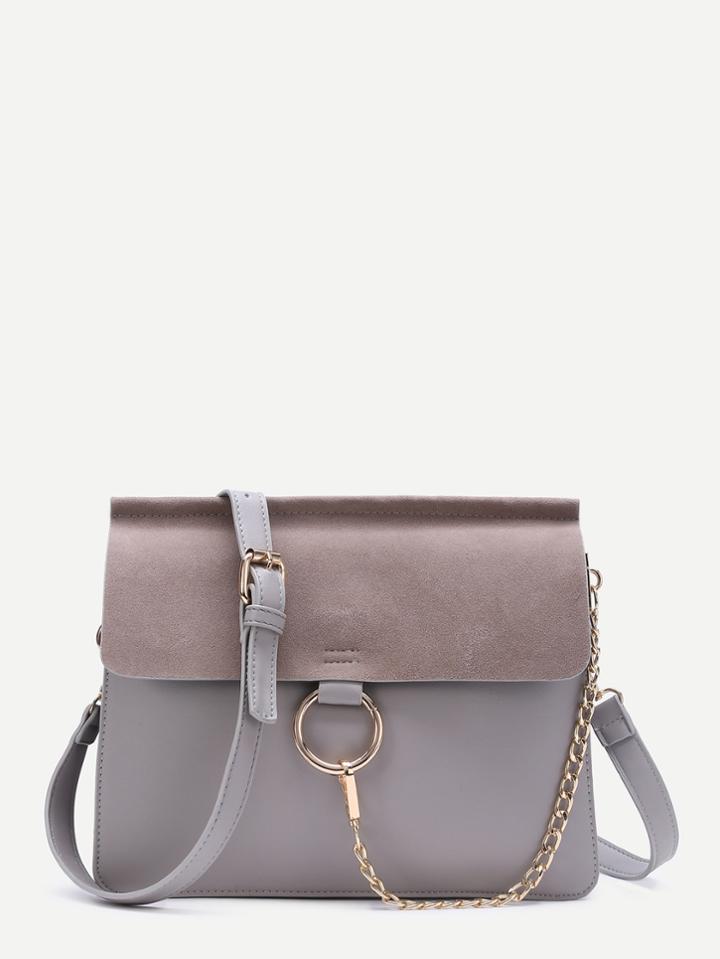 Shein Ring Chain Faux Suede Flap Bag