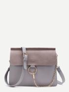 Shein Ring Chain Faux Suede Flap Bag