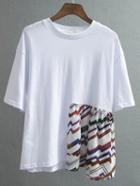 Shein White Patchwork Drop Shoulder T-shirt