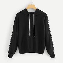 Shein Lace Up Drawstring Detail Hoodie