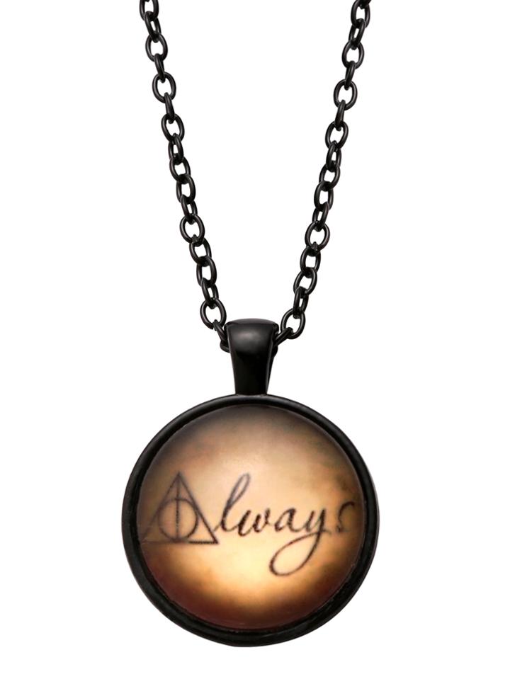 Shein Black Letter Print Glass Pendant Necklace