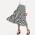 Shein Band Waist Striped Swing Skirt