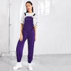 Shein Zip Detail Elastic Hem Pinafore Jumpsuit