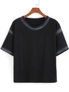 Shein Black Round Neck Loose Crop T-shirt
