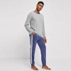 Shein Men Round Neck Tunic Top & Drawstring Pants Pj Set