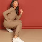 Shein Solid Pullover And Slant Pocket Pants Set