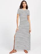 Shein Striped Side Slit Maxi Tee Dress