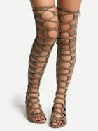 Shein Olive Lace Up Thigh High Gladiator Sandals