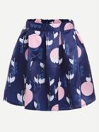 Shein Crane Print Box Pleat Skirt