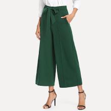 Shein Pocket Side Belted Culotte Pants