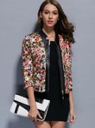 Shein Multicolor Round Neck Length Sleeve Coat