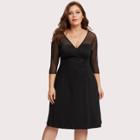 Shein Plus V Neckline Sheer Mesh Wrap Dress