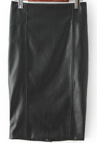 Shein Black Bodycon Split Leather Skirt
